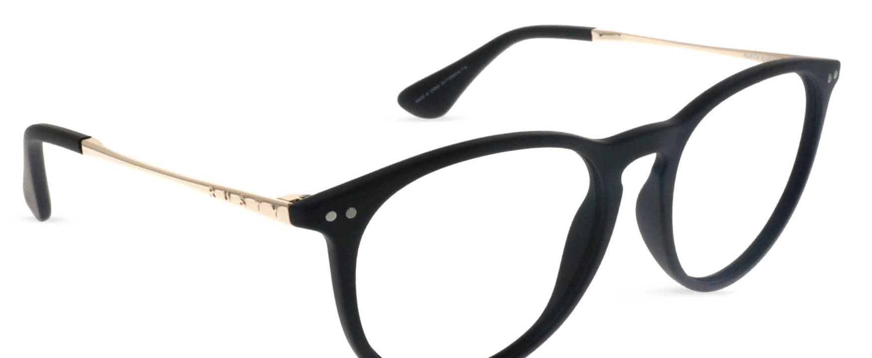 Armazón de receta Rusty Zion MBLK-J.GOLD OPTICAL, armazón de g-flex, patillas de metal con terminales de acetato hechas a mano