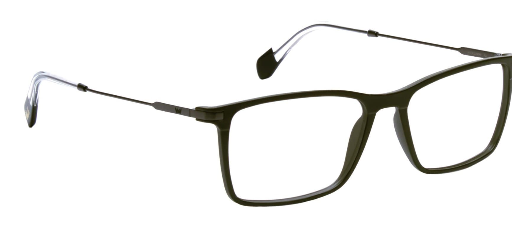 Armazón de receta Vulk Vround OLIVE GREEN-BROWN OPTICS *, armazón de g-flex con bisagra integrada, patilla de monel con terminal de acetato laminado hecho a mano