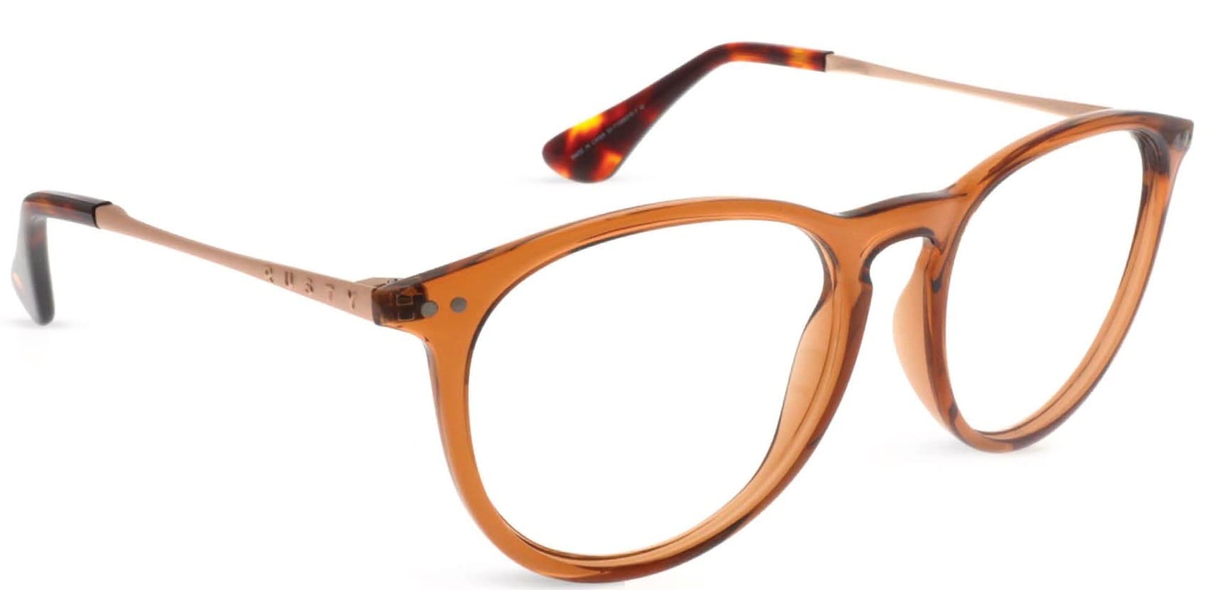 Armazón de receta Rusty Zion L.ORANGE-M.GOLD OPTICAL *, armazón de g-flex, patillas de metal con terminales de acetato hechas a mano