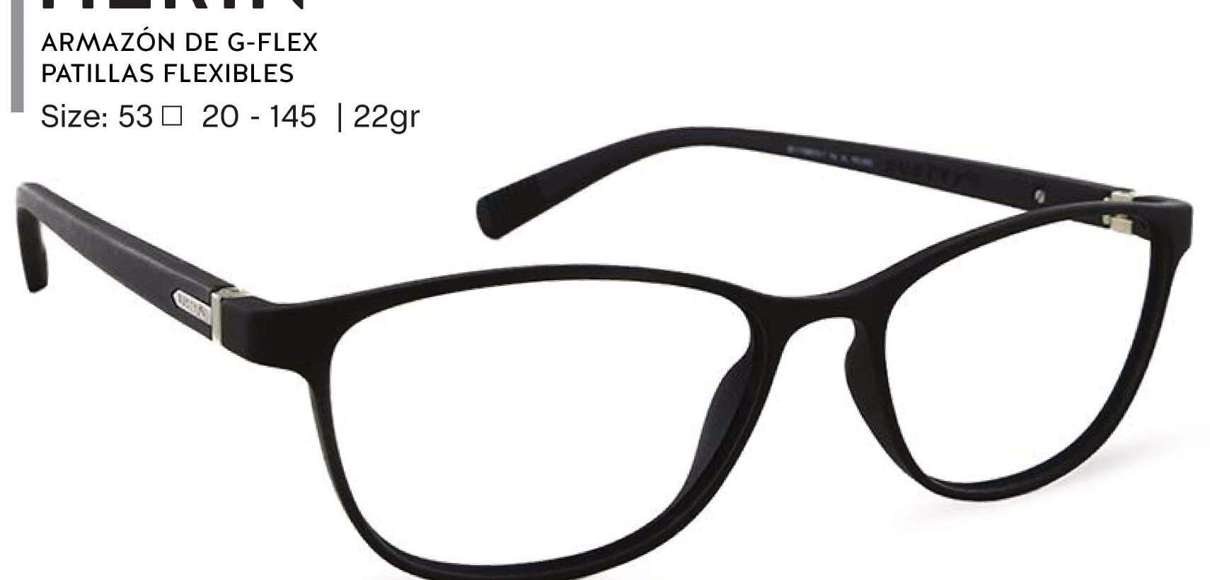 Armazón de receta Rusty Herin MBLK OPTICAL, armazón de g-flex con patillas flexibles