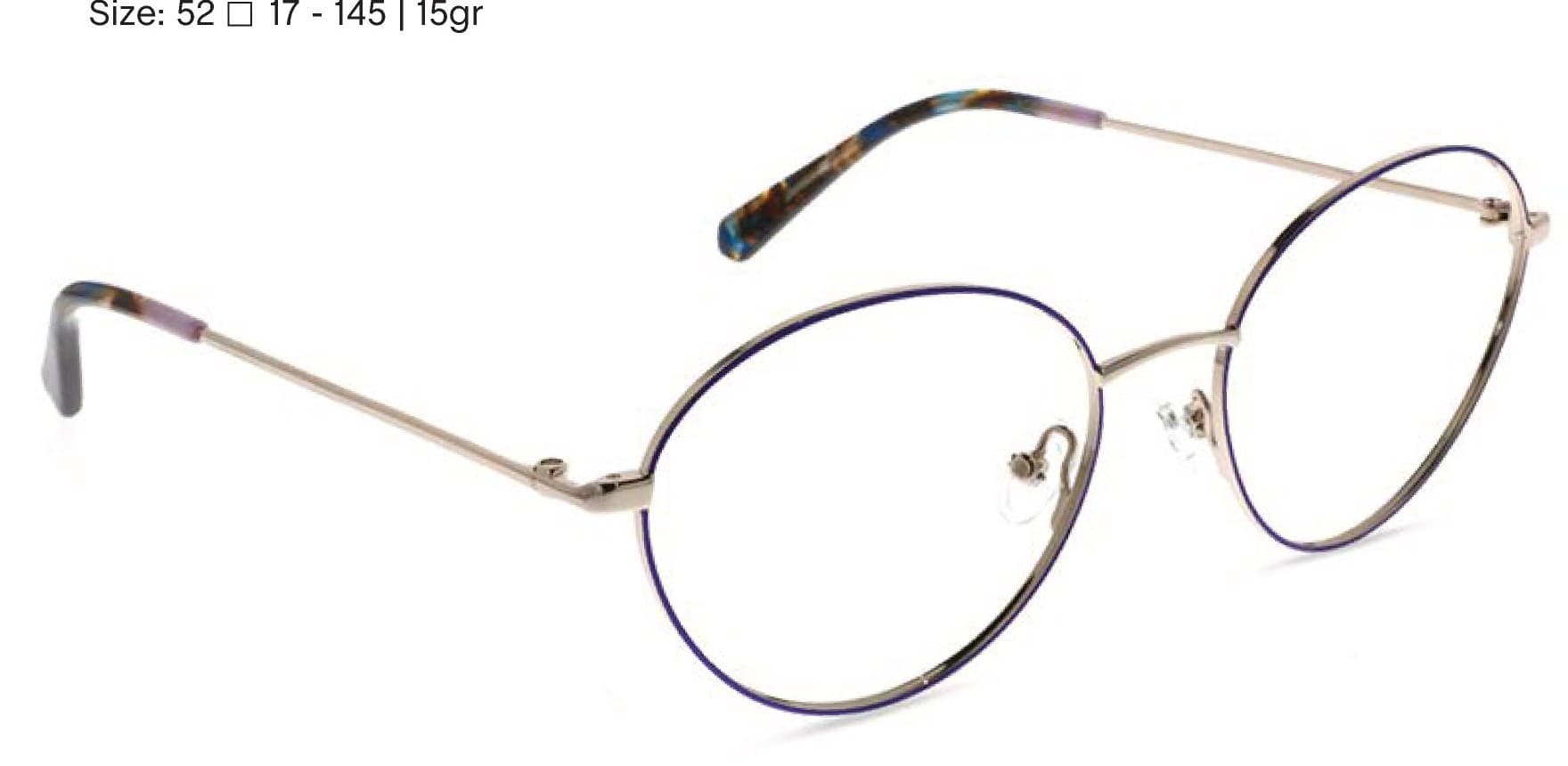Armazón de receta Rusty Nosyt C1 OP B CUT (BCT), armazón de metal, patillas de metal con terminales de acetato hechas a mano
