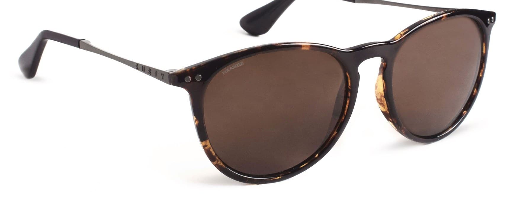 Anteojos de sol Rusty Zion SDEMI-D.GUN/DRT15 POLARIZED, armazón de g-flex con patillas de metal y terminales de acetato hechas a mano