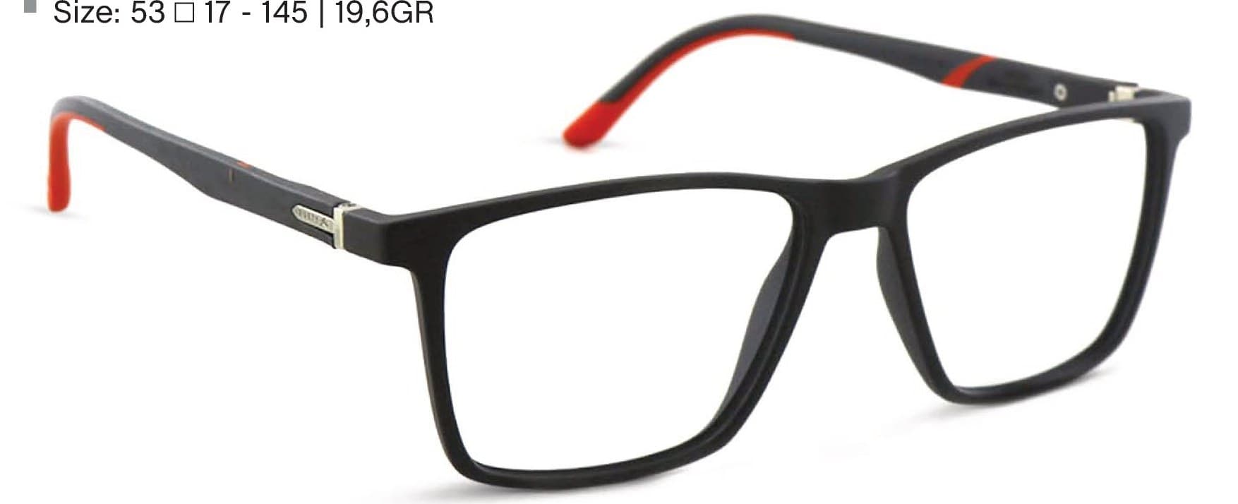 Armazón de receta Rusty Pro25 MBLK-BLKRED OPTICAL*, armazón de g-flex con patillas flexibles