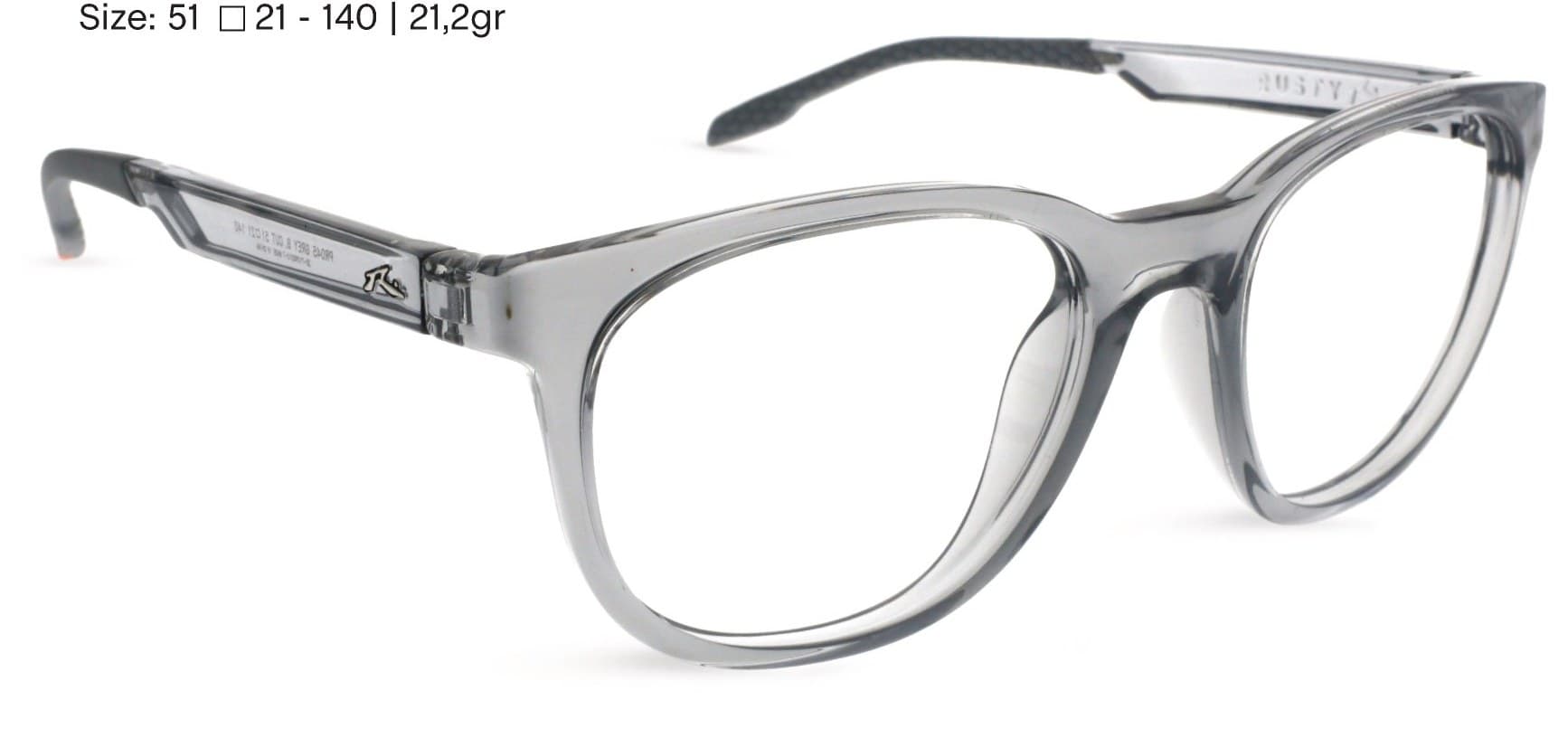 Armazón de receta Rusty Pro45 GREY B.CUT, armazón de g-flex, terminales de goma ajustables