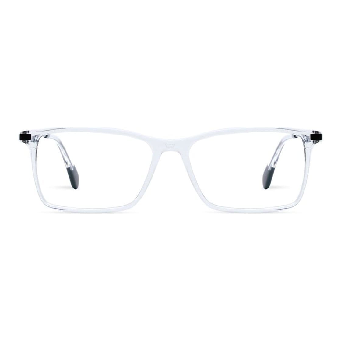 Armazón de receta Vulk Vround CRY-MBLK OPTICS *, armazón de g-flex, bisagra integrada, patilla de monel con terminal de acetato laminado hecho a mano