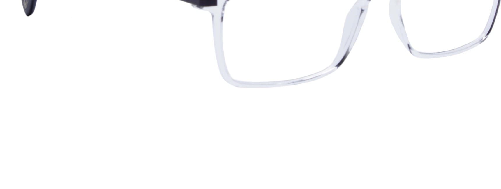 Armazón de receta Vulk Vround CRY-MBLK OPTICS *, armazón de g-flex, bisagra integrada, patilla de monel con terminal de acetato laminado hecho a mano
