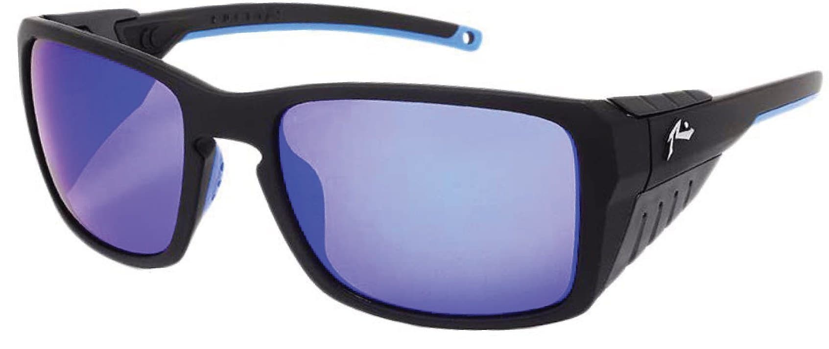Anteojos de sol Rusty Meridian MBLK-BLUE/REVO BLUE, armazón de grilamid con nariz de goma