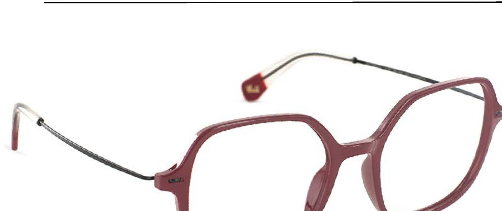 Armazón de receta Vulk Korna WINE RED-046 OPTICS, armazón de g-flex | bisagra integrada patilla de monel con terminal de acetato laminado hecho a mano