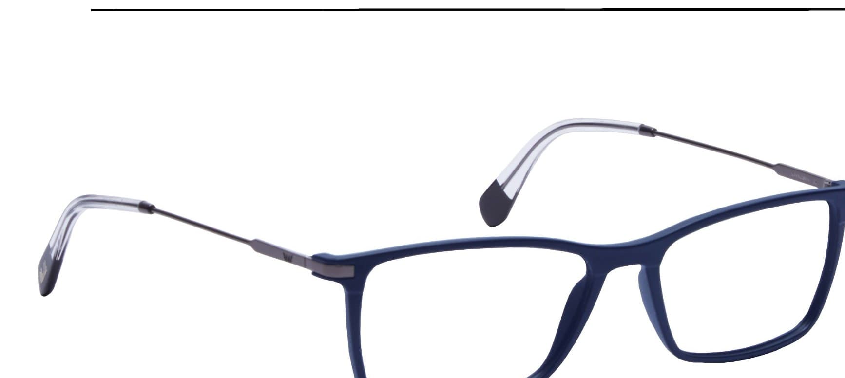 Armazón de receta Vulk Vround MBLUE-GUN OPTICS *, armazón de g-flex con bisagra integrada, patilla de monel con terminal de acetato laminado hecho a mano
